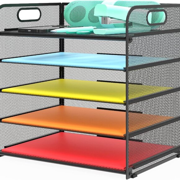 Other - Contemporary 5-Tier Paper Holder with Handle - Effortless Workspace Organization